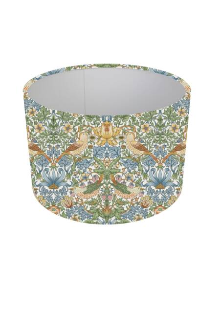 William Morris Strawberry Thief Lampshade, Sky Blue Cylinder Shade, Handmade - image 1
