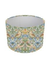 William Morris Strawberry Thief Lampshade, Sky Blue Cylinder Shade, Handmade - thumbnail 1