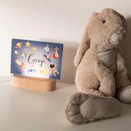 Personalised Space Night Light, Kids Bedroom D??cor, Baby Nursery Astronaut Bedside Lamp - thumbnail 3