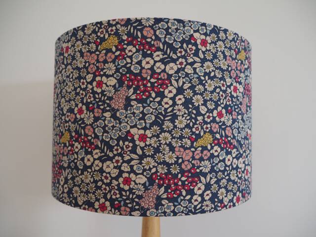 Blue Floral Lampshade Ditsy Flower Pattern Blues Reds Handmade Cotton Fabric Drum Lamp Shade Table Floor Or Ceiling Pendant Various Sizes - image 1