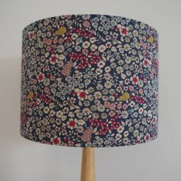 Blue Floral Lampshade Ditsy Flower Pattern Blues Reds Handmade Cotton Fabric Drum Lamp Shade Table Floor Or Ceiling Pendant Various Sizes - thumbnail 3