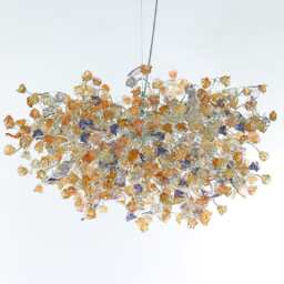Hanging Chandeliers With Orange Clear & Purple Color Flowers Leaves For Dining Room, Bedroom Or Living Room - thumbnail 2