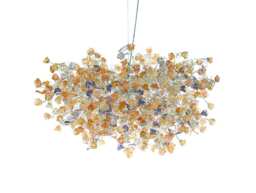 Hanging Chandeliers With Orange Clear & Purple Color Flowers Leaves For Dining Room, Bedroom Or Living Room - thumbnail 1