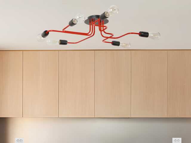 6-Lights Red-Black Industrial Ceiling Chandelier Spider Pendant Light Kitchen - image 1
