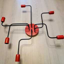 6-Lights Red-Black Industrial Ceiling Chandelier Spider Pendant Light Kitchen - thumbnail 2