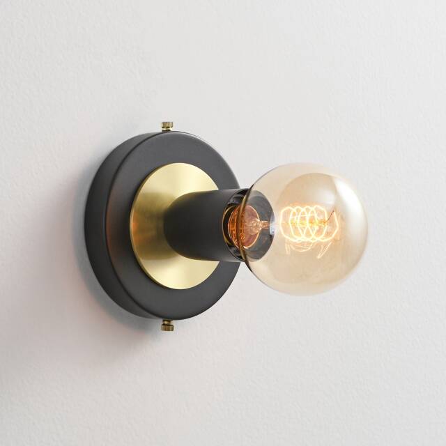 Luna Black & Gold Flush Mount Light - Mid Century Industrial Modern Wall Sconce Or Ceiling Fixture For Hallways & Small Rooms - image 1