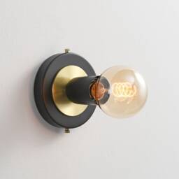 Luna Black & Gold Flush Mount Light - Mid Century Industrial Modern Wall Sconce Or Ceiling Fixture For Hallways & Small Rooms