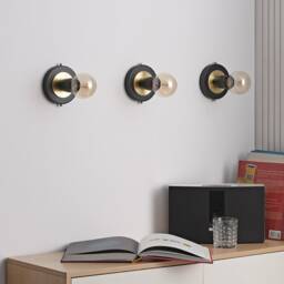 Luna Black & Gold Flush Mount Light - Mid Century Industrial Modern Wall Sconce Or Ceiling Fixture For Hallways & Small Rooms - thumbnail 2