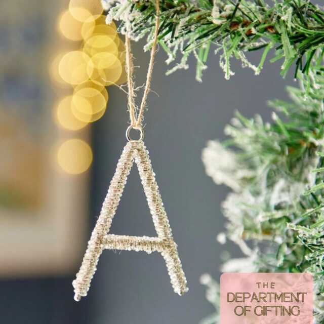 Personalised Hand Beaded Sparkly Silver Letter Decorations - Monogram Decoration -Letters-Silver Letters- Initals- Christmas - image 1