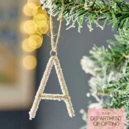 Personalised Hand Beaded Sparkly Silver Letter Decorations - Monogram Decoration -Letters-Silver Letters- Initals- Christmas - thumbnail 1