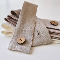 Linen Tie Backs For Curtains. Set Of 2 Curtain Tiebacks With Buttons. Custom Color Fabric Holdback Coconut Button - thumbnail 3