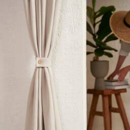 Linen Tie Backs For Curtains. Set Of 2 Curtain Tiebacks With Buttons. Custom Color Fabric Holdback Coconut Button