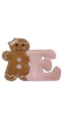 Personalized Gingerbread Felt Christmas Tree Decoration Pink Letter - thumbnail 1