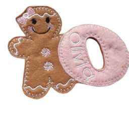 Personalized Gingerbread Felt Christmas Tree Decoration Pink Letter - thumbnail 2