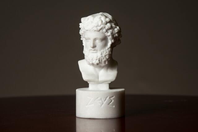 Bust Of Olympian God Zeus Carved Greek Marble Statue Figurine Artist Sculpture - image 1