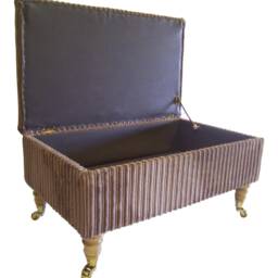 Camel Jumbo Cord Storage Box Extra Large Footstool With Brass Castor Legs - thumbnail 2