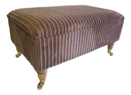 Camel Jumbo Cord Storage Box Extra Large Footstool With Brass Castor Legs - thumbnail 1