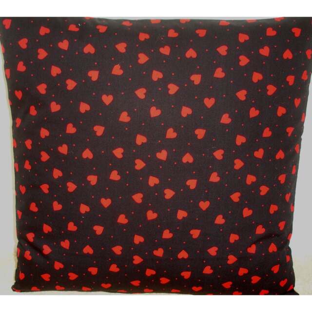 "Pillow Cover 16x16 Black & Red Hearts Sham 16"" Decorative Cushion Cotton Case Slip Pillowcase Love Heart 16In Square 16""x16"