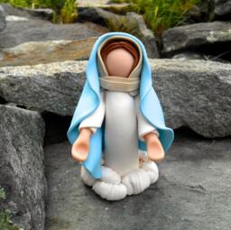 Statue Of Mary, Assumption Miniature Catholic Statue, Gift, Clay Sculpture, Medjugorje, Queen Heaven, Rosary - thumbnail 1
