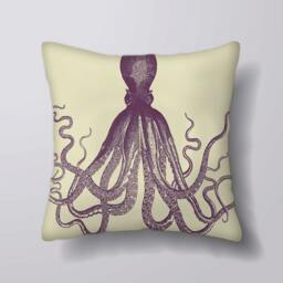 Vintage Picture Octopus Sea Ocean - Cushion Cover Case Or Stuffed With Insert