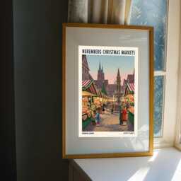 Nuremberg Christmas Markets Print - Snowman Poster Winter Wall Art Vintage Festive Holiday - thumbnail 3