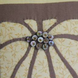 Arts & Crafts Sunflower Pillow Reverse Applique, Beaded Cotton - thumbnail 3