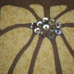 Arts & Crafts Sunflower Pillow Reverse Applique, Beaded Cotton - thumbnail 2
