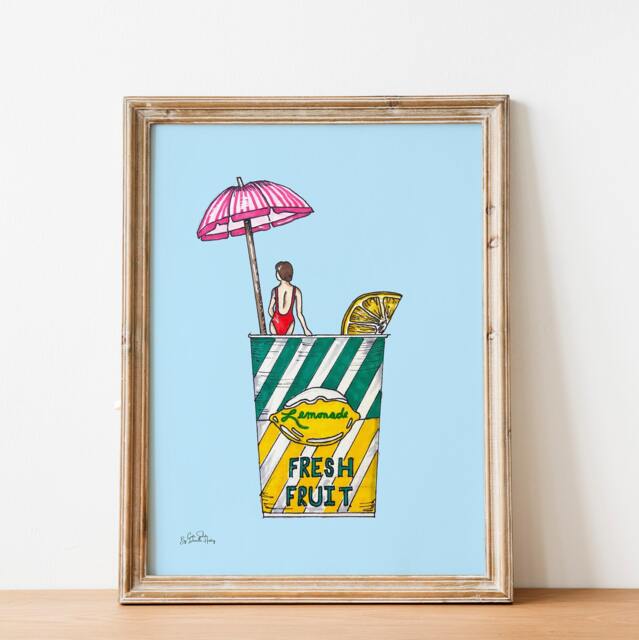 Dels Lemonade Wall Art, Rhode Island Art Print Illustrated Kitchen Decor, Bar Cart Dorm Rhody New England - image 1