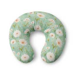 White Daisy Floral Nursing Pillow Cover - Mint Green Baby