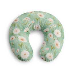 White Daisy Floral Nursing Pillow Cover - Mint Green Baby - thumbnail 2