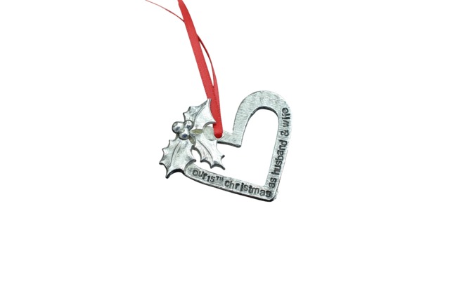 15Th Anniversary Christmas Tree Ornament - Reads Our As Husband & Wife Crystal Wedding Decoration - image 1