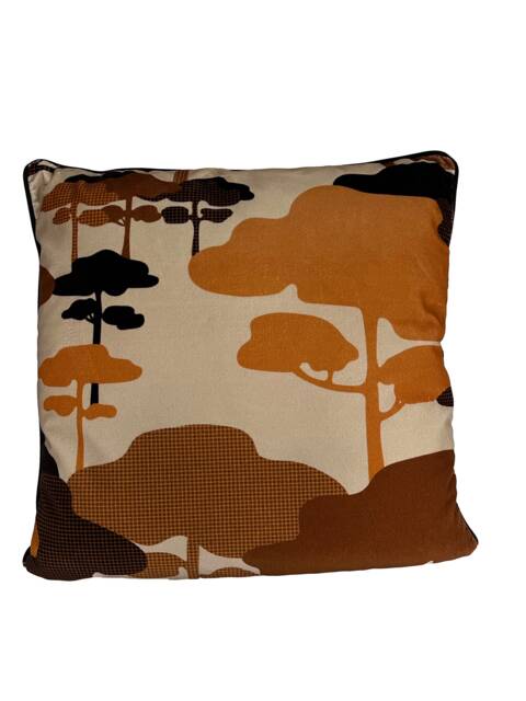 Japanese Cloud Tree Velvet Cushion - Tan - image 1