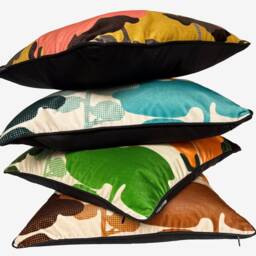 Japanese Cloud Tree Velvet Cushion - Tan - thumbnail 3