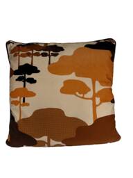 Japanese Cloud Tree Velvet Cushion - Tan - thumbnail 1