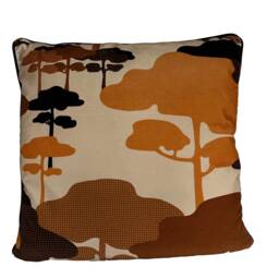 Japanese Cloud Tree Velvet Cushion - Tan - thumbnail 2