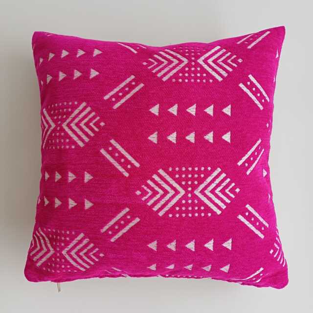 Moroccan Velvet Cushion Cover, Handmade Brocade Pink Cushion, Decorative Pillow 16''x16''/40x40 cm - image 1