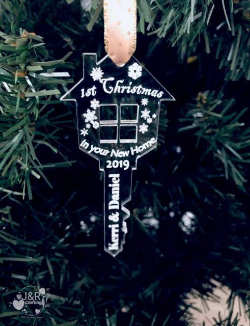 Personalised First 1st Christmas in Our Your New Home Key Tree Decoration Bauble - image 1