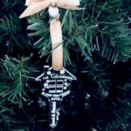 Personalised First 1st Christmas in Our Your New Home Key Tree Decoration Bauble - thumbnail 2