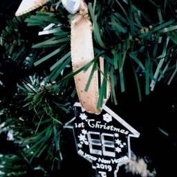 Personalised First 1st Christmas in Our Your New Home Key Tree Decoration Bauble - thumbnail 3