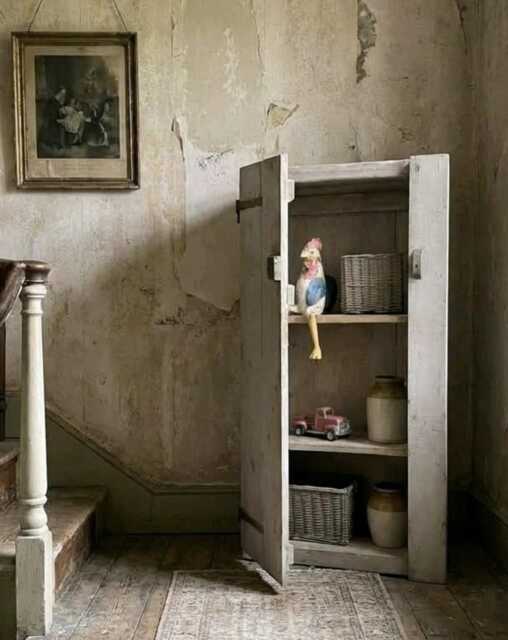 Vintage Larder, Pantry Cupboard, Hallway Cabinet. Reclaimed Wood. 120cm High - image 1