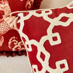 Red Christmas Throw Pillow Cover, Custom Size Elegant Handmade Cushion, Festive Winter Holiday Decor - thumbnail 2