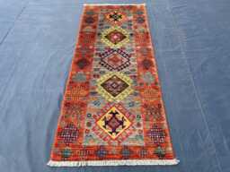 2x5 Area Afghan Handmade Kazak Rug, Boho Home Decor - thumbnail 1