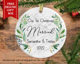 Our First Christmas Ornament-Couple Ornament-Personalized Ornament Couple-Married Ornament-Mr & Mrs Ornaments-Christmas Gift - thumbnail 1