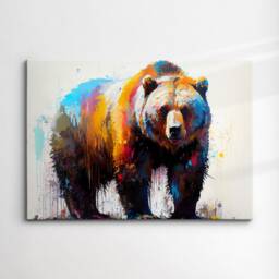 Bear Animal Abstract Oil Painting Splatter Modern Paint Style Wall Art Framed Canvas Poster Print, Home/Office Room Decor Gifts - thumbnail 3