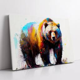 Bear Animal Abstract Oil Painting Splatter Modern Paint Style Wall Art Framed Canvas Poster Print, Home/Office Room Decor Gifts - thumbnail 2