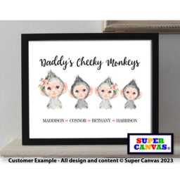 Monkey Family Personalised Custom Animal Portrait Handmade Picture Framed Print Mum Dad Grandparent Wife Husband Friend Birthday Gift - thumbnail 4