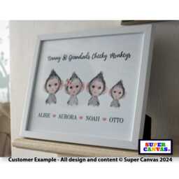 Monkey Family Personalised Custom Animal Portrait Handmade Picture Framed Print Mum Dad Grandparent Wife Husband Friend Birthday Gift - thumbnail 2