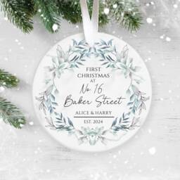Personalised First Christmas in Our New Home Bauble, Couple Keepsake, Home, Ornament, Housewarming - thumbnail 1