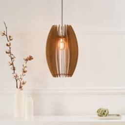 Wooden Lamp Shade, Pendant Light, Wood Ceiling Fixture, Modern Chandelier, Kitchen Lighting, Mid Century Design, Hanging Nordic Style - thumbnail 3