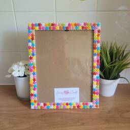 Colourful Recycled Acrylic Star Shaped Button Photo Frame 8 X 10 Inches